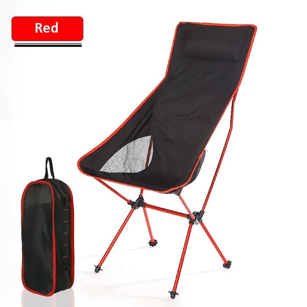 

Складной стул для отдыха на природе, складные стулья для кемпинга, переносной складной стул Moon Chair для рыбалки, пеших прогулок, пляжа, барбекю, пикника. красный