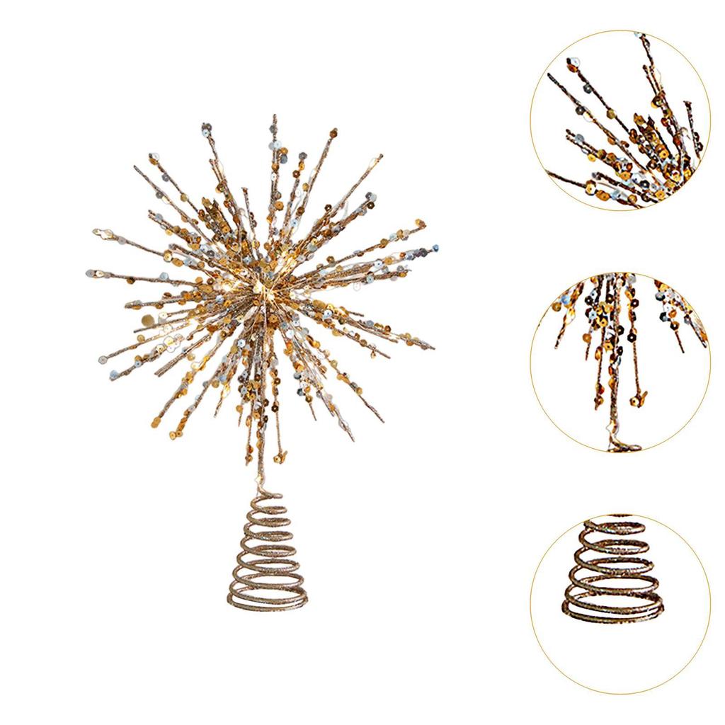Christmas Tree Topper Exploding Star Ornament Party Props Friend Gifts Lighted Xmas Tree Decoration Glitter Starburst Treetop