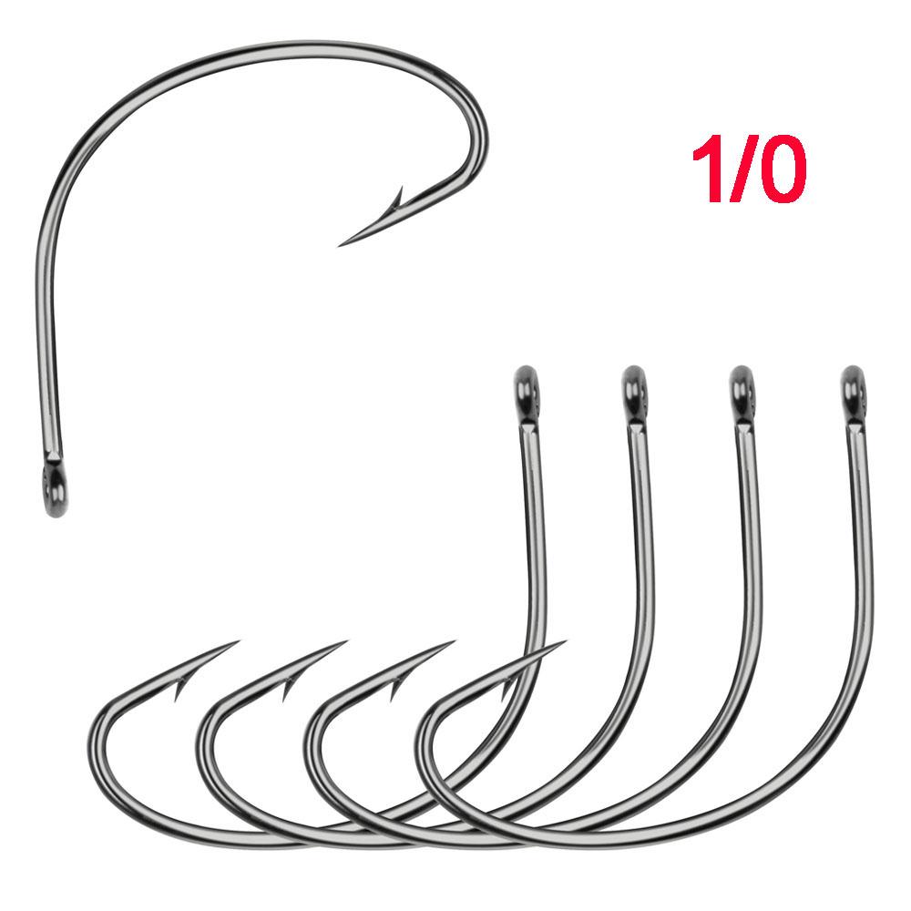 50Pcs 37753 Fishing Hooks High Carbon Steel Wacky Weedless Worm Wide Gap Fishing Hooks For Bass Fishing Size 4# 2# 1# 1/0