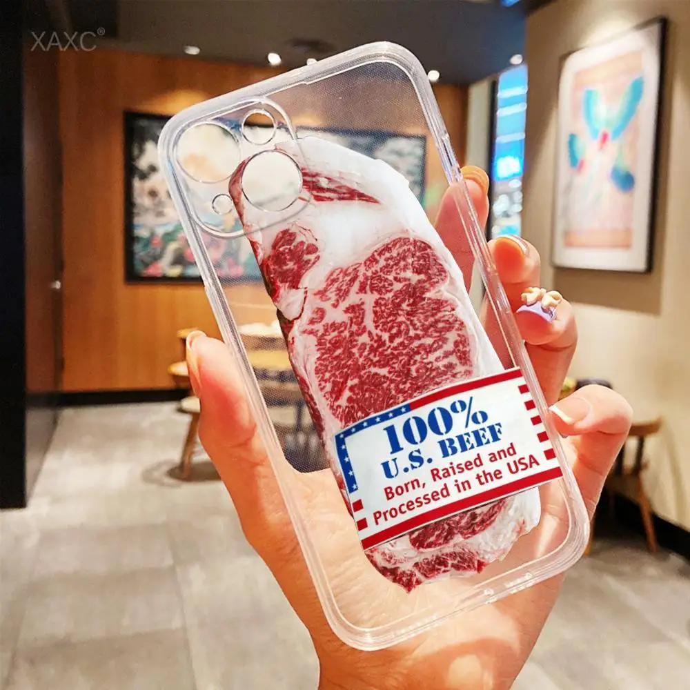 Funny Salted Fish Pidan Kobe Beef Phone Case For iPhone 16 15 11 12 14 13 Pro Max Mini X XSMax XR 7 8 Plus SE4 16e Silica Covers