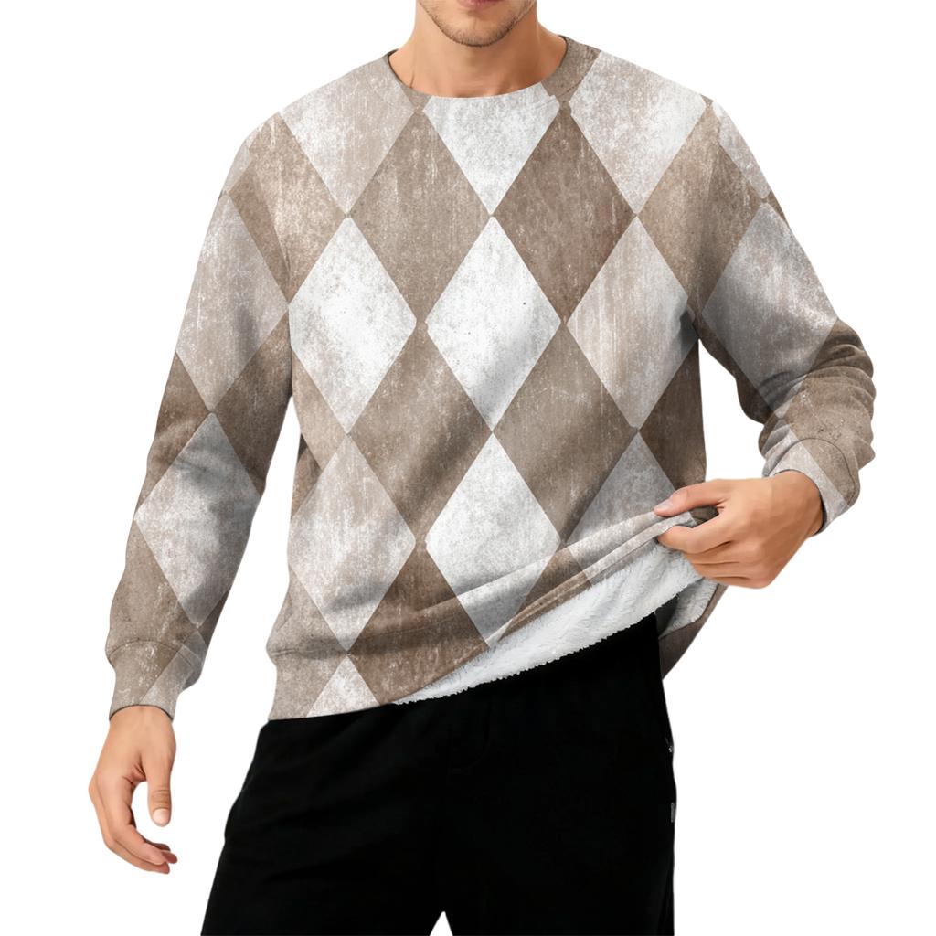 Men's Round Neck Fleece-Lined Thick Warm Sweatshirt