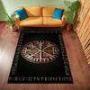 Viking Vegvisir Compass Rug, Norse Mythology Wayfinding Symbol Carpet, Pagan Scandinavian Decor, Non-Slip Washable Nordic Mat