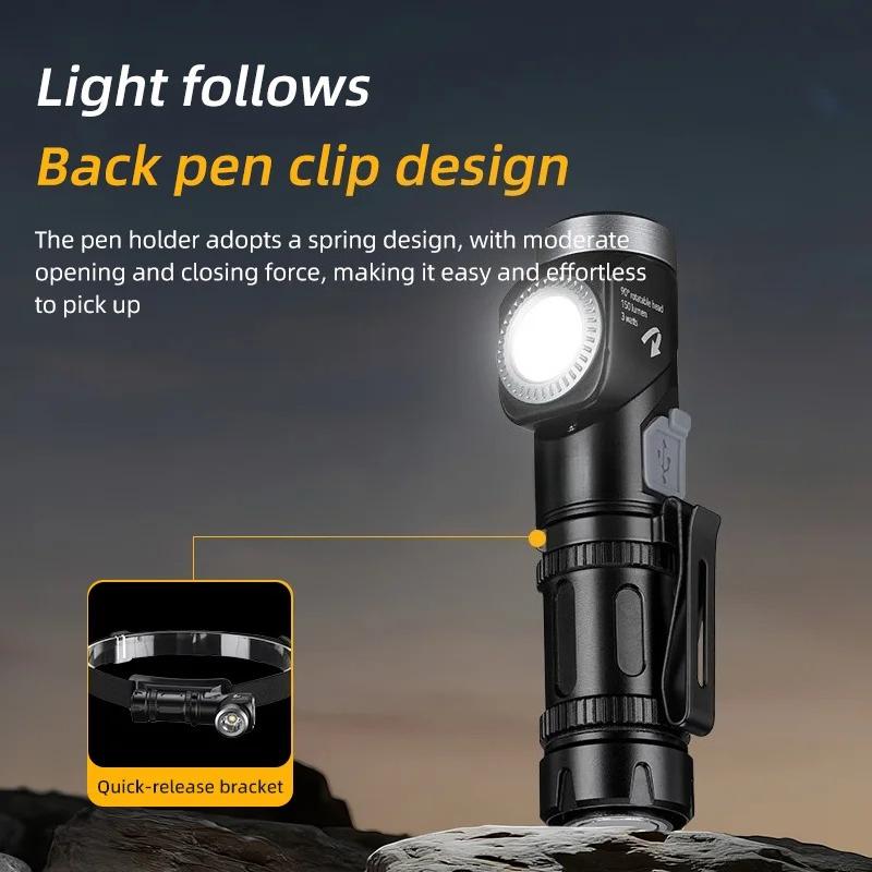 2-in-1 Led Flashlight 90°Twist swivel Headlamp Super Bright Camping Lamp Outdoor Working Hiking Emergency Headlight Magnet Torch