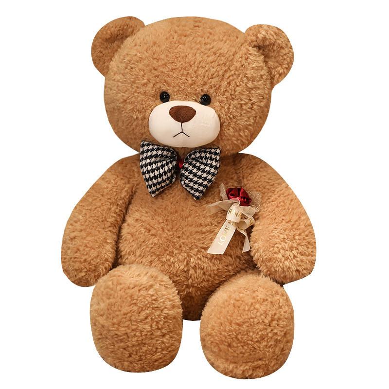 Cartoon Bear Rose Plush Toy Cute Bow Tie Send Girl Valentine Day Children Gift