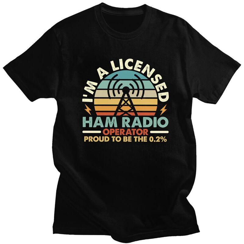 

Custom Male Licensed Ham Retro Radio Operator T Shirts Short Sleeve Cotton Tshirts Streetwear T-shirt Leisure Tees Clothes - ... S разноцветный