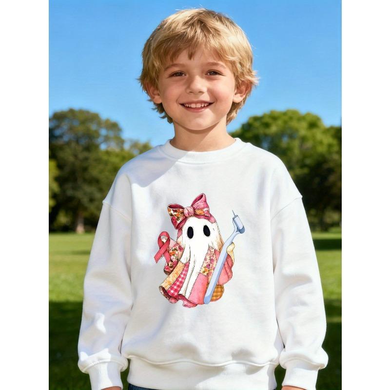 European sizes Kids Cute & Pink Bow Print Cotton Sweatshirt - Kids Crewneck Sweater, Warm Pullover, Playful & Party Outfit with & Bow Design 110