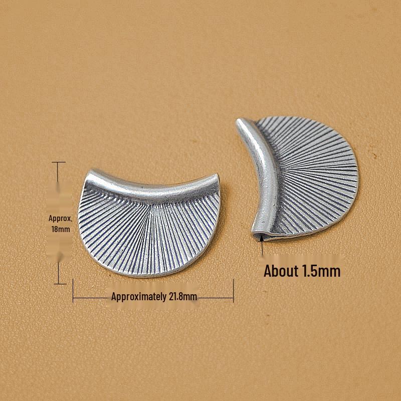 Thai Handmade Silver Fan-Shaped Spacer Beads - Pure Silver DIY Bracelet & Necklace Retro Ornaments