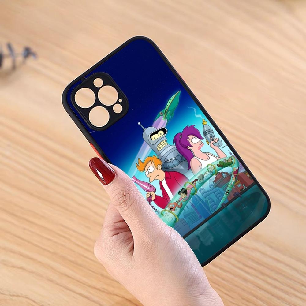 FuturamaEs Cartoon Phone Case Black Matte For IPhone 16ProMax 15 13 12 11 14 Pro Max Mini Plus SE2020 XS Max XR Cover