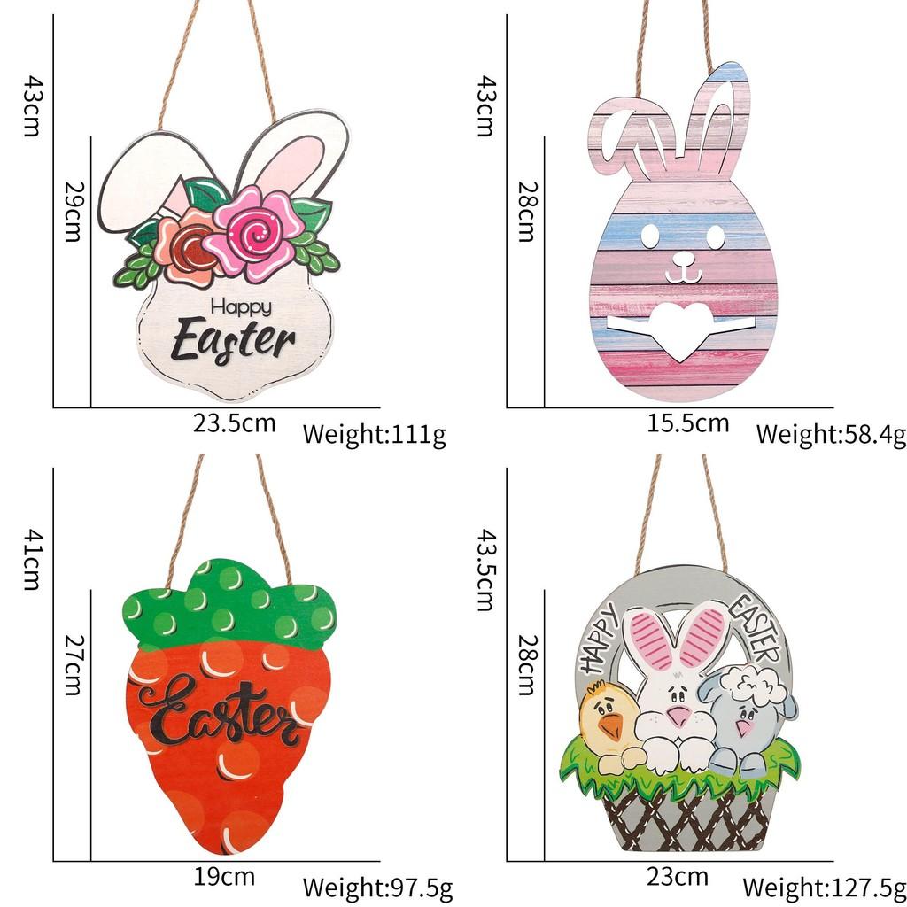 Charming Easter Wooden Hanging Decoration Featuring Colorful Eggs And Adorable Rabbits