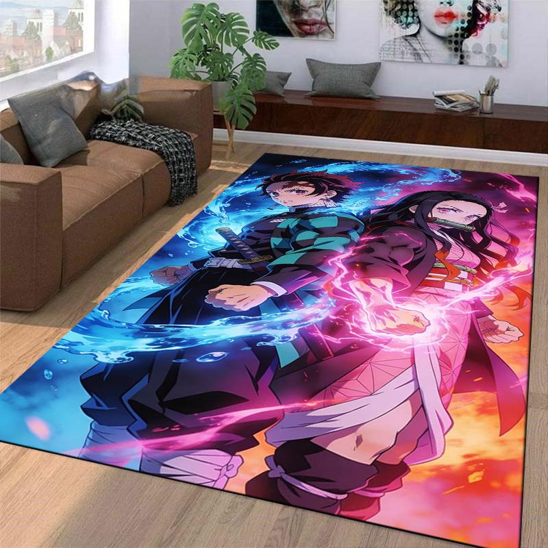 "Anime Style Carpet with Sword and Energy Aura Pattern for Home Decor" Suitable for use as an anti-slip for living room bedroom sofas