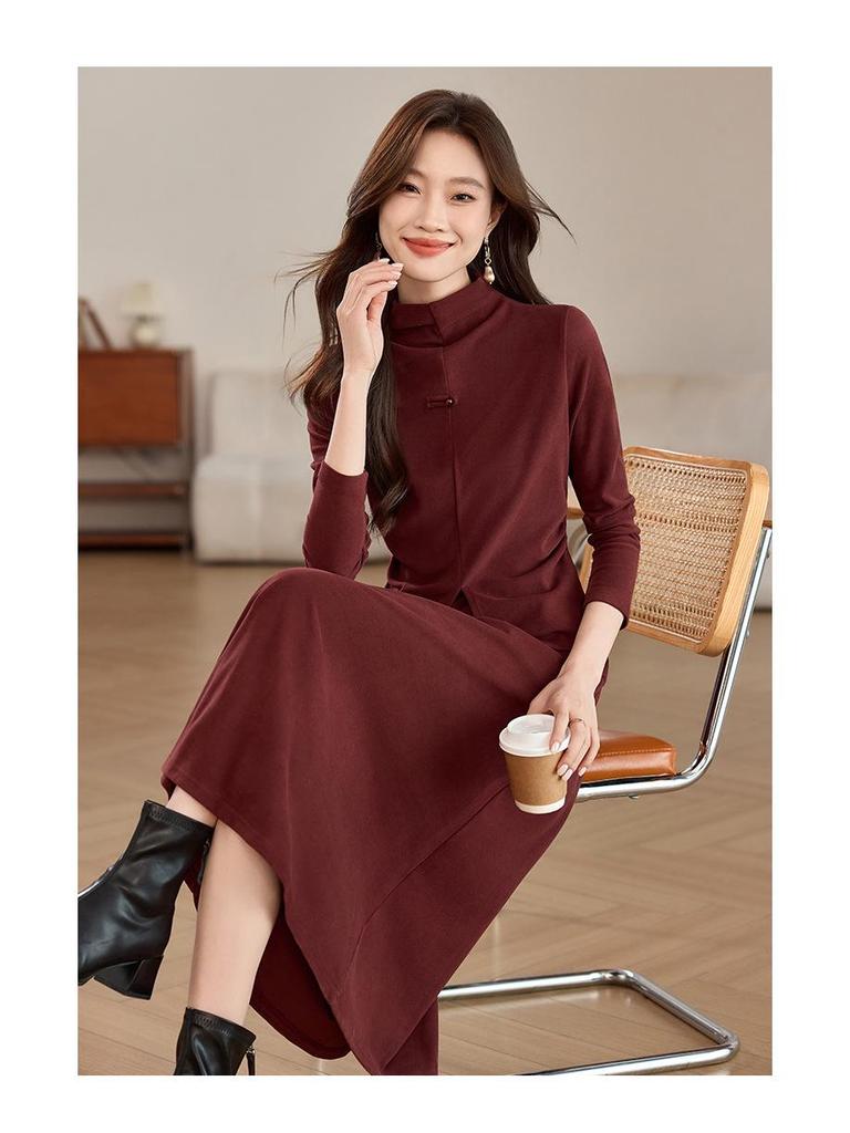 Frühlingsmode 2025: Verdicktes Gebürstetes Stehkragen-Oberteil & Halbrock Zweiteiliges Kleid für Damen (SH039)