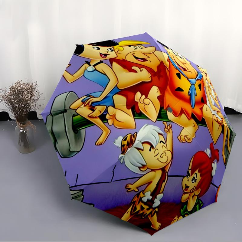 Flintstones Fashionable Automatic Opening/Closing Folding Umbrella. Portable and Foldable, Ideal for Gift, Travel, and Daily Use.