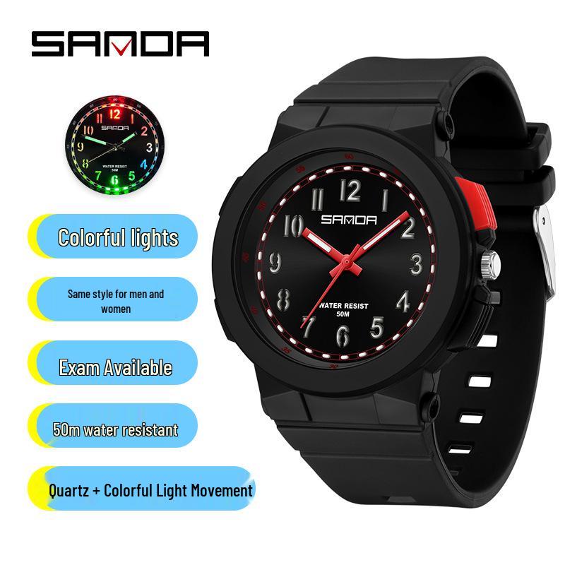Silent Luminous Waterproof Quartz Wristwatch for High School Students