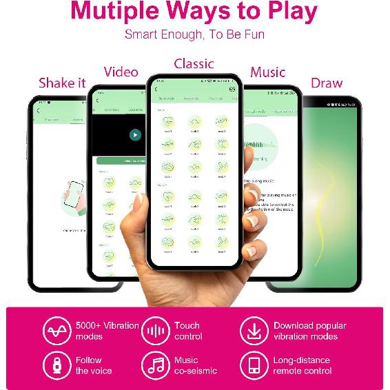 APP Remote Control G-spot Panty Vibrator, Pink Fun Long Distance Bluetooth Wearable, Rechargerable Adult Sex Toys More Than 10 Vibrations for Women