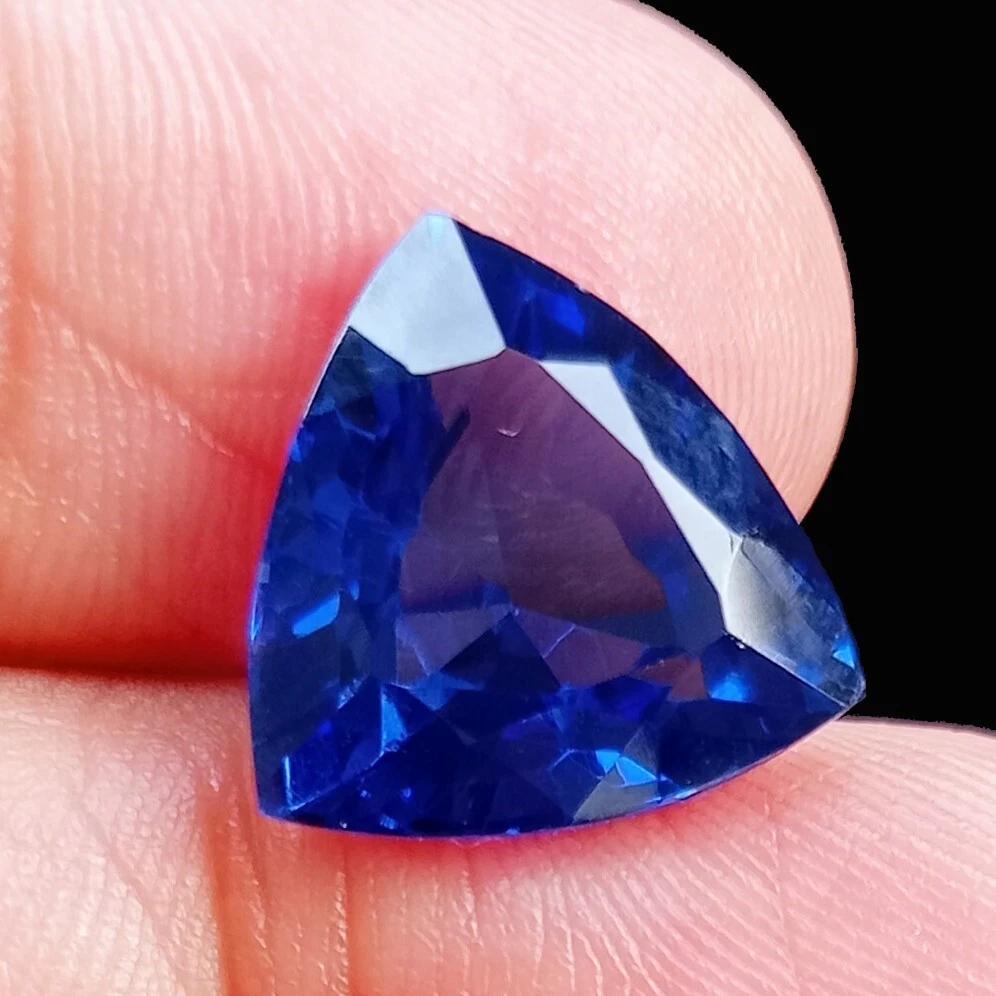 Beautiful Blue Sapphire Natural Trillion Cut 10-11 Ct Certified Loose Gemstone
