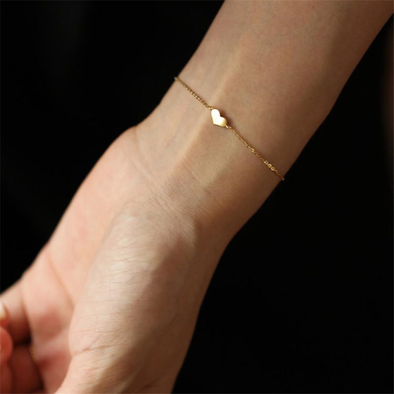 925 Sterling Silber Koreanische Version Einfache Herz-Stab-Kettenarmband Damen Mode Charme 14k Gold Schmuckzubehör