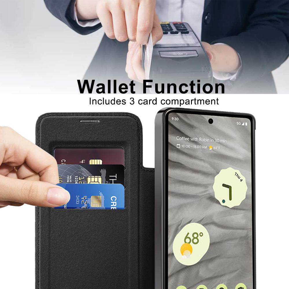 For Google Pixel 7a Magnetic Case Card Holder Leather Phone Cover