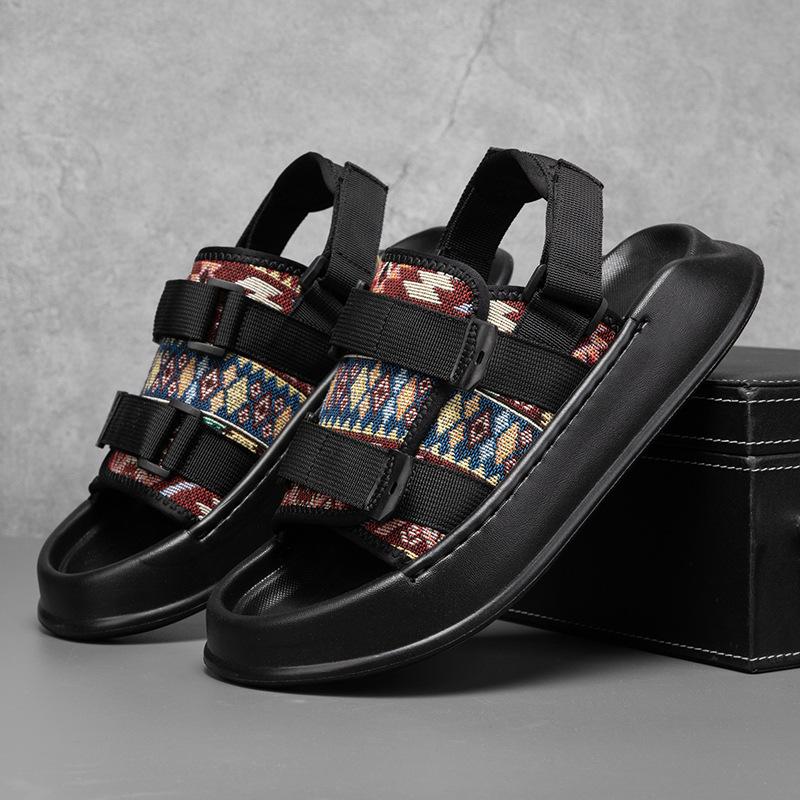 

Slippers men s 2025 summer new outer wear two wear driving sports outdoor beach Velcro niche open-toed sandals 38