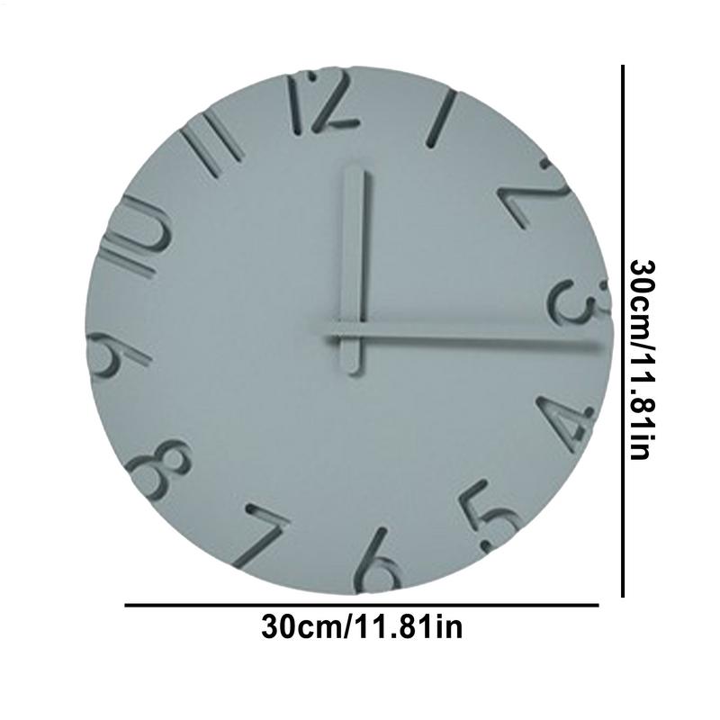 Round Wall Clock 12-Inch 3D Number Cement Texture Clock Modern Wall Decoration For Living Room Kitchen Farmhouse Office Bedroom