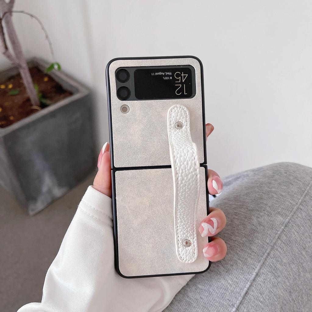 Lamb Pattern Leather Wristband Sticker Leather Folding Mobile Phone Case for Z Flip4/flip3/p50 Pocket