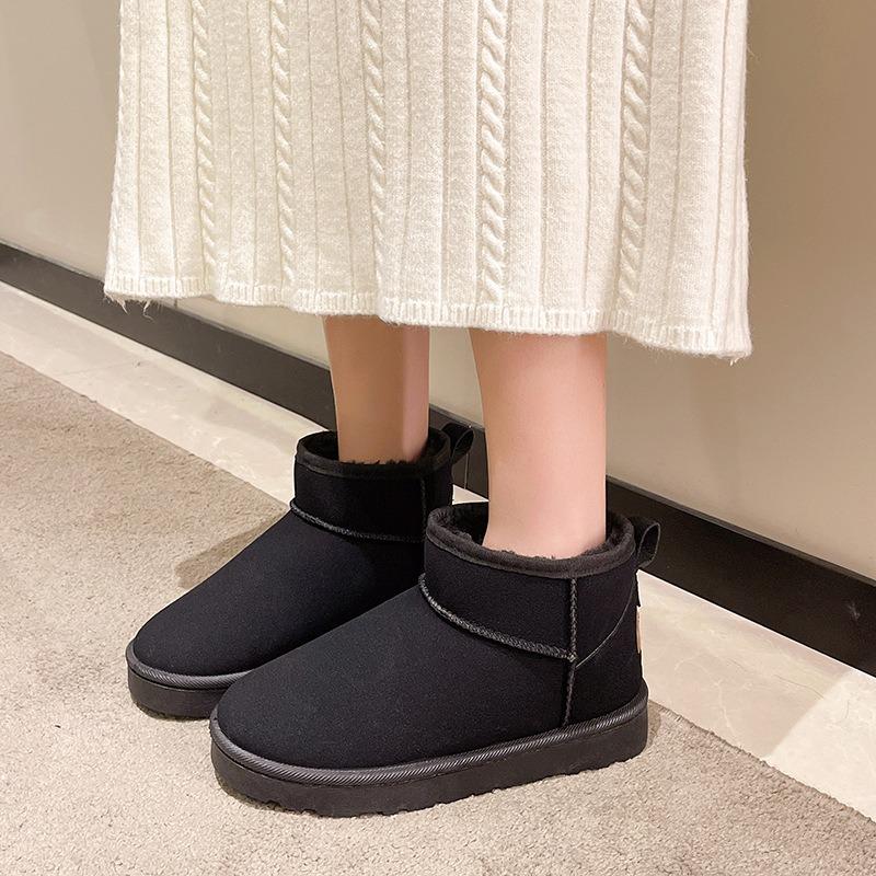 thick-soled snow boots women's new autumn and winter fur integrated short tube high-soled warm women's cotton shoes