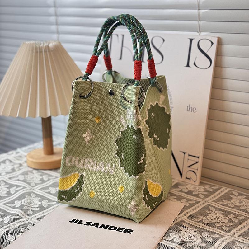 Handtasche mit großer Kapazität im japanischen und koreanischen Strickstil - Tragbare, pendlerfreundliche Tragetasche mit einem kleinen quadratischen Design für diverse Gegenstände