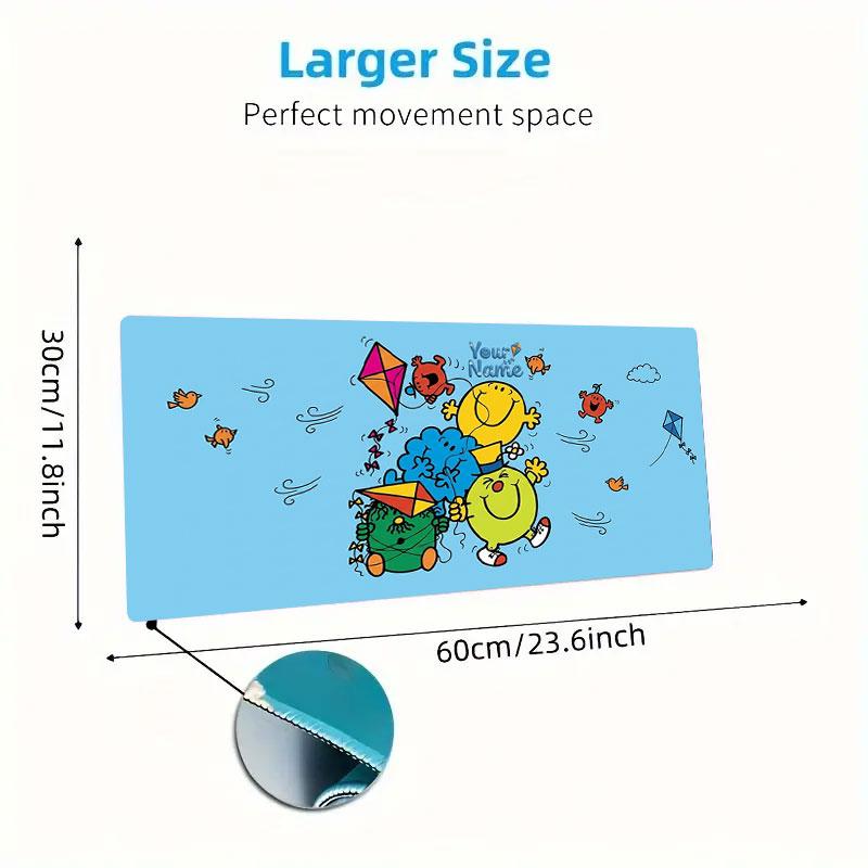 Mr. Men Little Miss Custom Name Large Size Mouse Pad Large Gaming Table Cushion Non-slip Laptop Tablet Big Mousepad XXL Mat Mini PC Playmat With Lock 