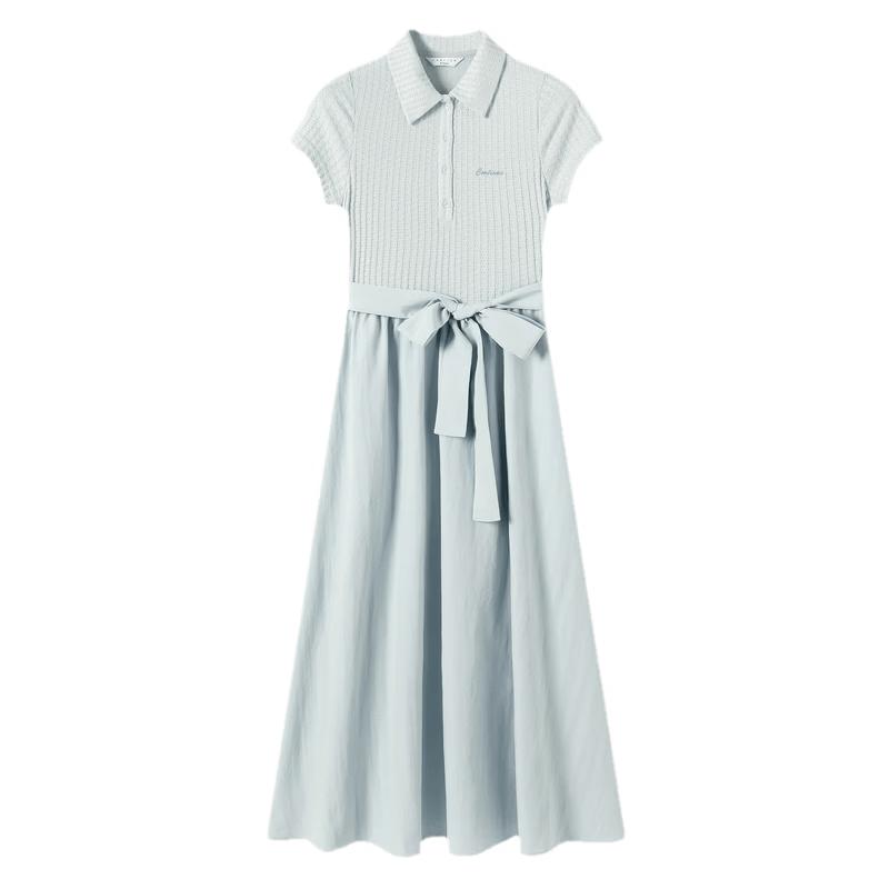 TonLion 2026 Summer Knitted Patchwork Belted Dress M