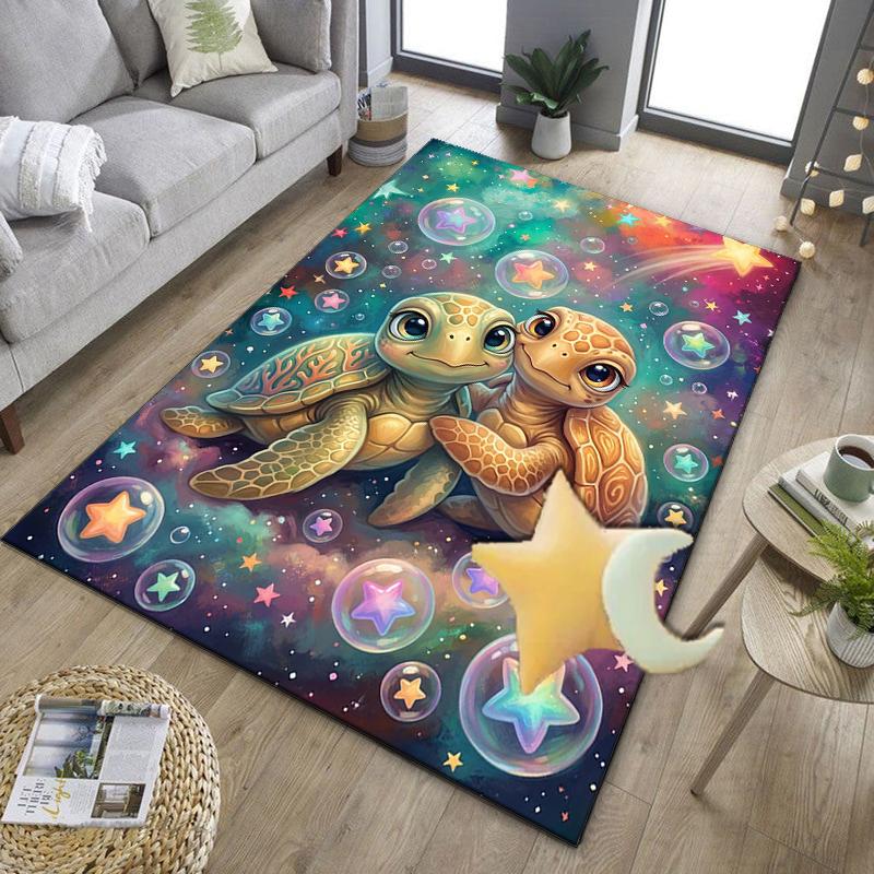 Underwater Two Sea Turtles Office Rug Chair Mat, Entryway Carpet, Suitable for Front Door, Bedroom, Living Room, Desk, Holiday Gift