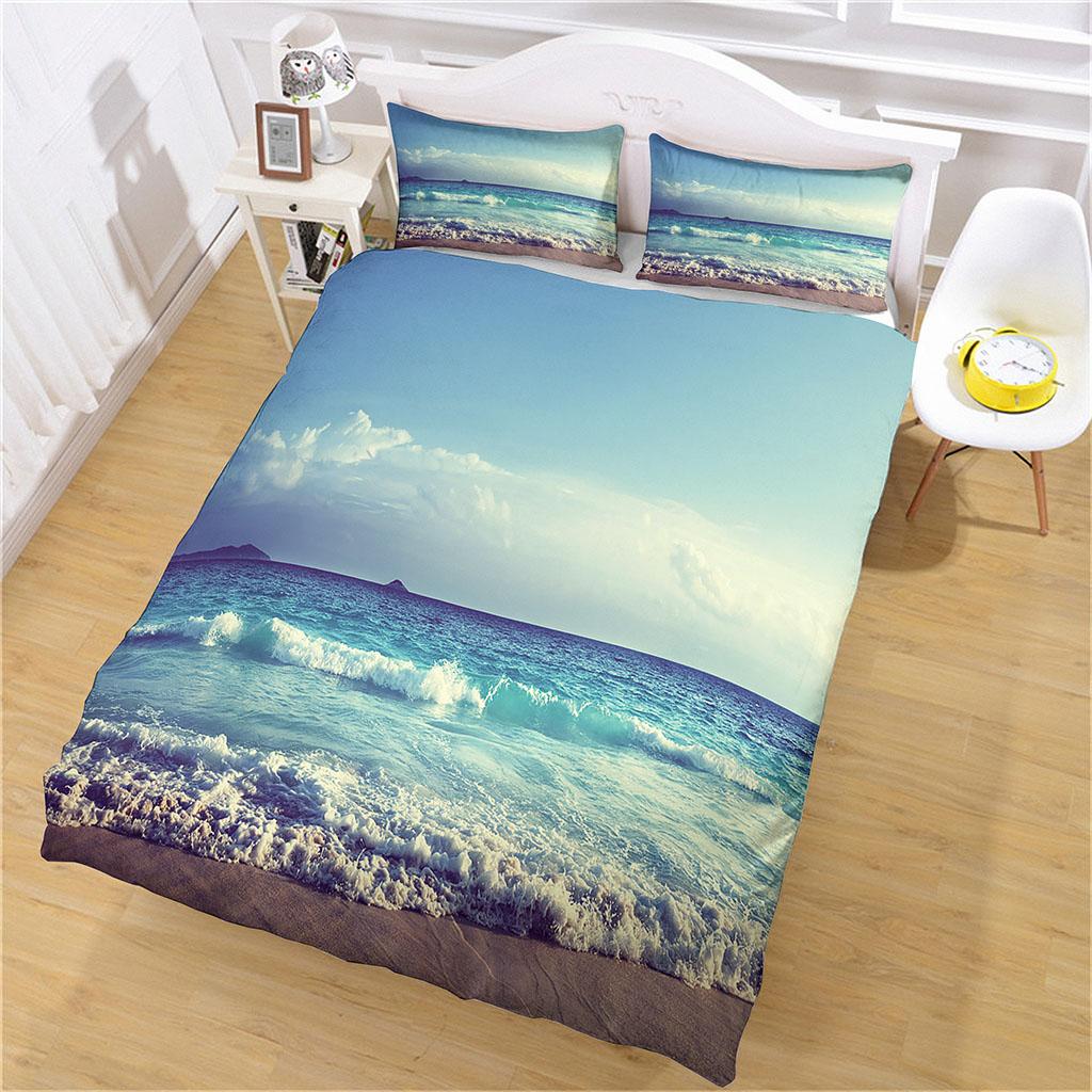 Bedding Collection Blue Ocean Sea 3D Quilt Duvet Cover Pillowcase Kids Bed Comfortable Bed Collection Twin King Bedding Fashion