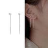 Korean Dangle Earring Geometric block Round Long Tassel Bar Drop Earrings For Women Minimalism Ear Line Kpop Jewelry Gift