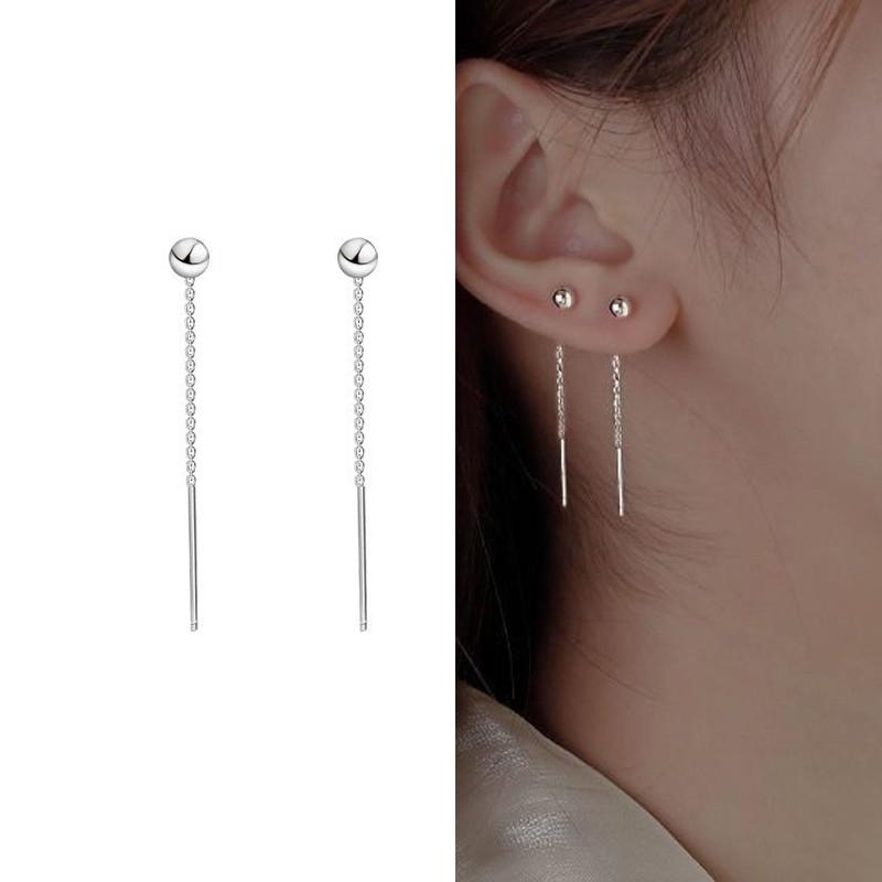 Korean Dangle Earring Geometric block Round Long Tassel Bar Drop Earrings For Women Minimalism Ear Line Kpop Jewelry Gift