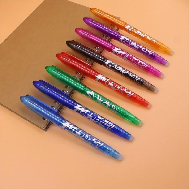 Set da 8 pezzi Penna Gel Cancellabile Multicolore Punta da 0,5 mm Pittura Scrittura Disegno Scuola Nero Blu Rosso Rosa Arancione Verde Viola Azzurro