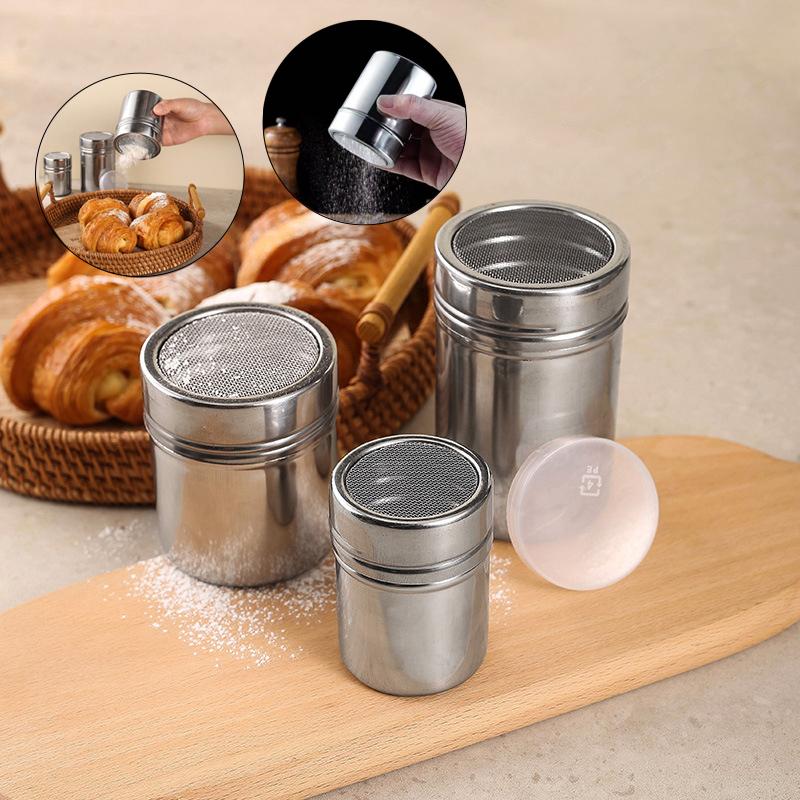 Edelstahl Kaffee Shaker Kakao Schokolade Mehl Puderzucker Sieb Filter Schaumspray Küche Kuchen BBQ Küchenhelfer mit Deckel