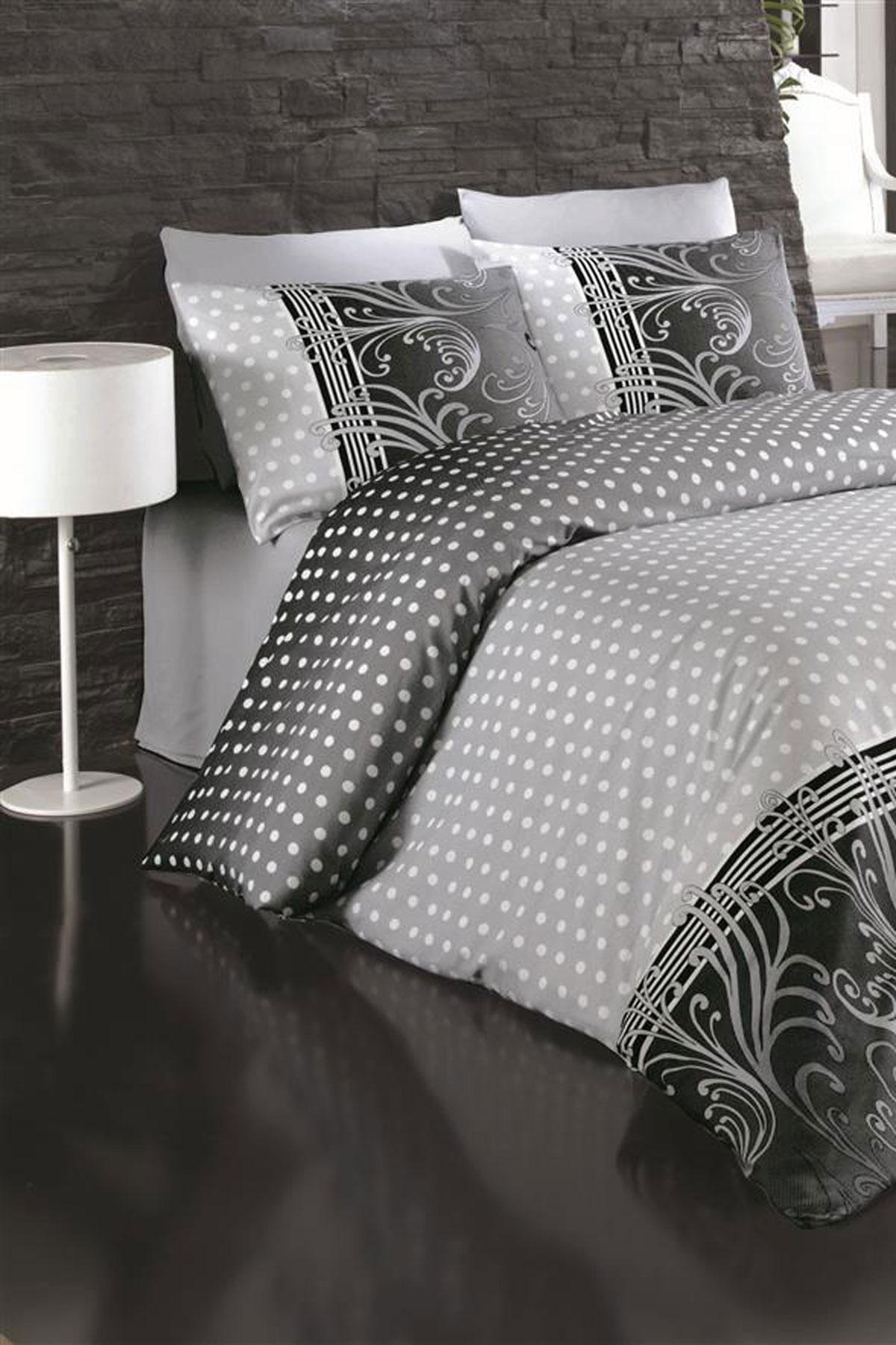 

Double Duvet Cover Set Cotton Black Pearl
