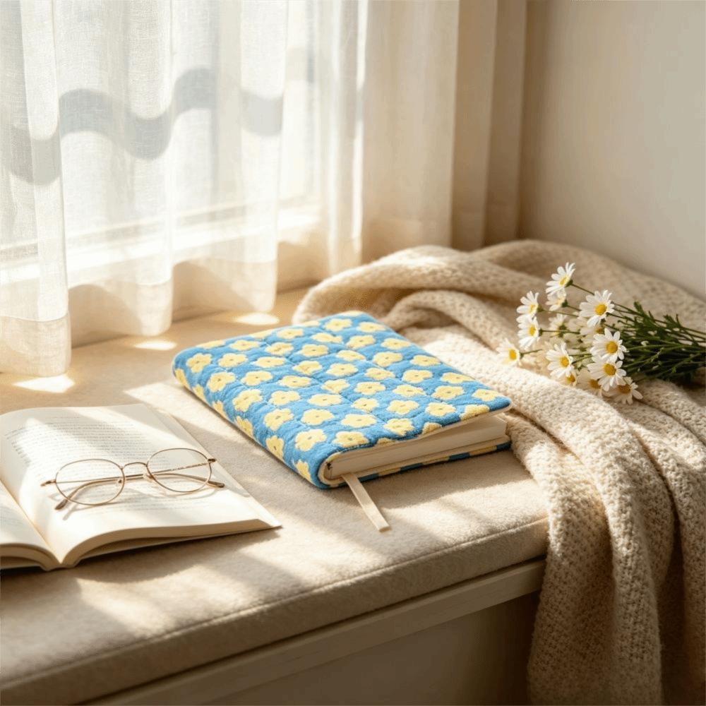 Lightweight Fabric Book Cover Floral Design Fabric Book Sleeve Notebook Protector  for Book Lovers
