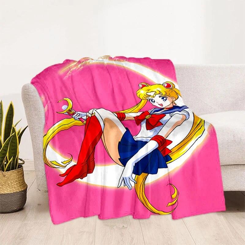 Deka s potiskem Sailor Moon Pretty Soldier Ultra lehká měkká plyšová deka z flanelu na rozkládací pohovku Pohovka Kancelářské dárky