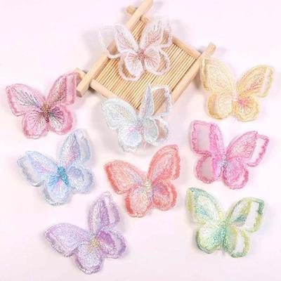 5Pcs Aesthetic Organza Lace Butterfly Embroidery Patch Fairy Dress Wedding DIY Deco Girls Clothing Applique Sewing Accessories