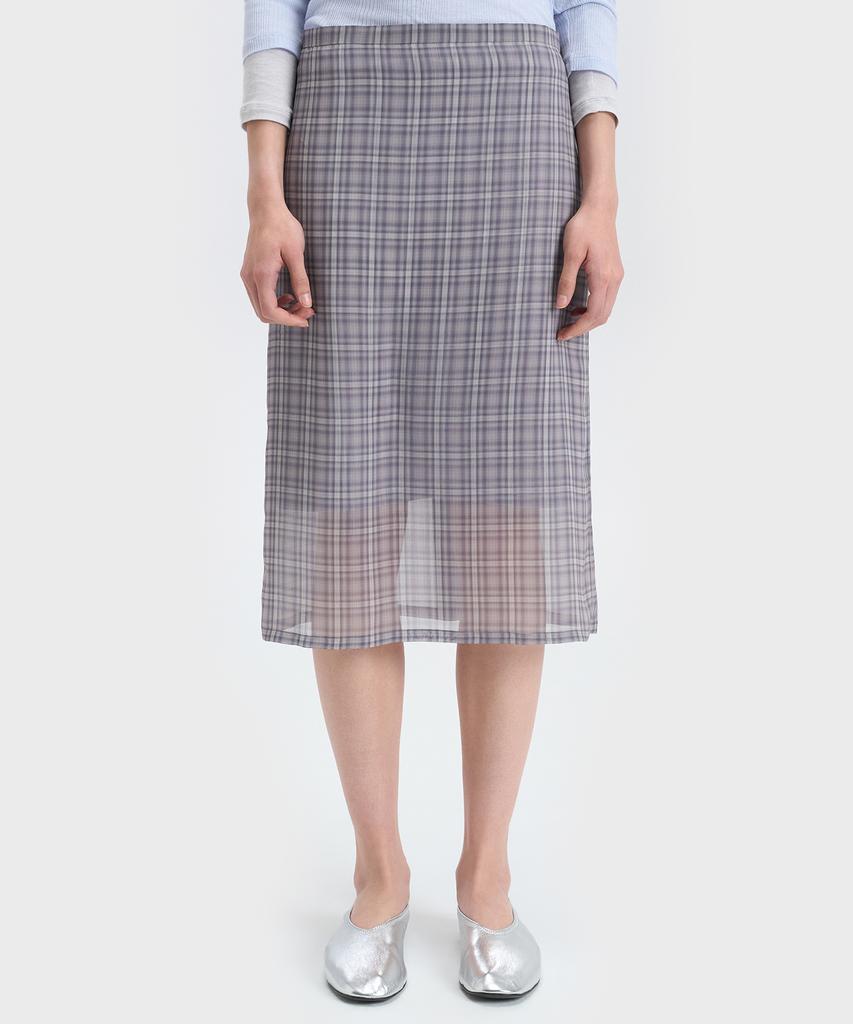 Bellie (W) Sheer Check Layered Skirt - Purple