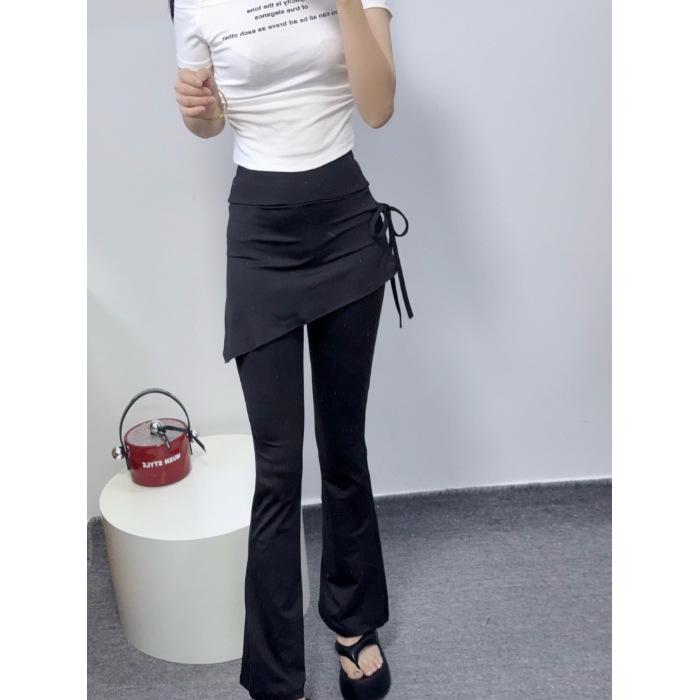 2025 Women's High Waist Two-In-One Micro Flare Yoga Pants Anti-Exposure Pilates Slimming Sports Outerwear