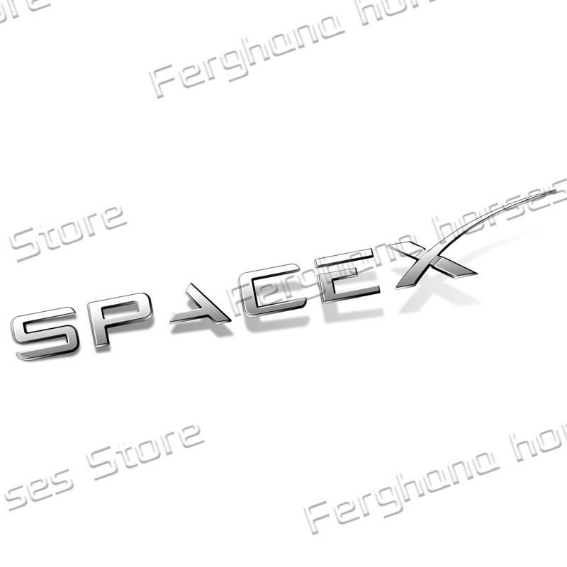 ABS Plastic 3D Car Body Fender Side Emblem Sticker Decor For SpaceX Letter Logo Rear Trunk Badge Decals Accessories