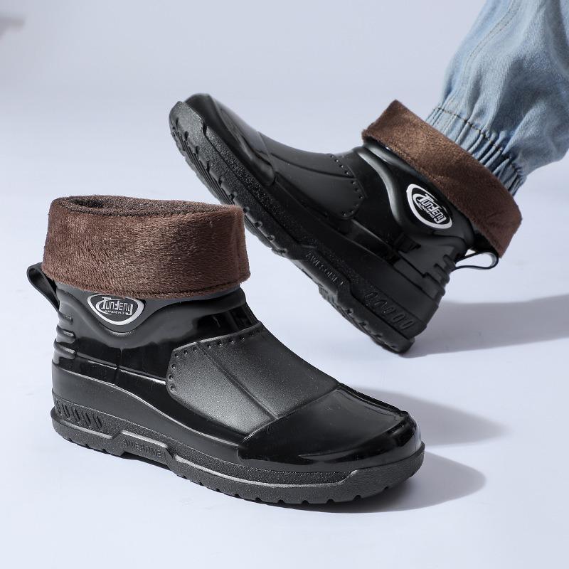 Fashion short rain shoes men's work shoes low-top non-slip kitchen shoes wear-resistant rubber shoes fishing shoes waterproof shoes straight