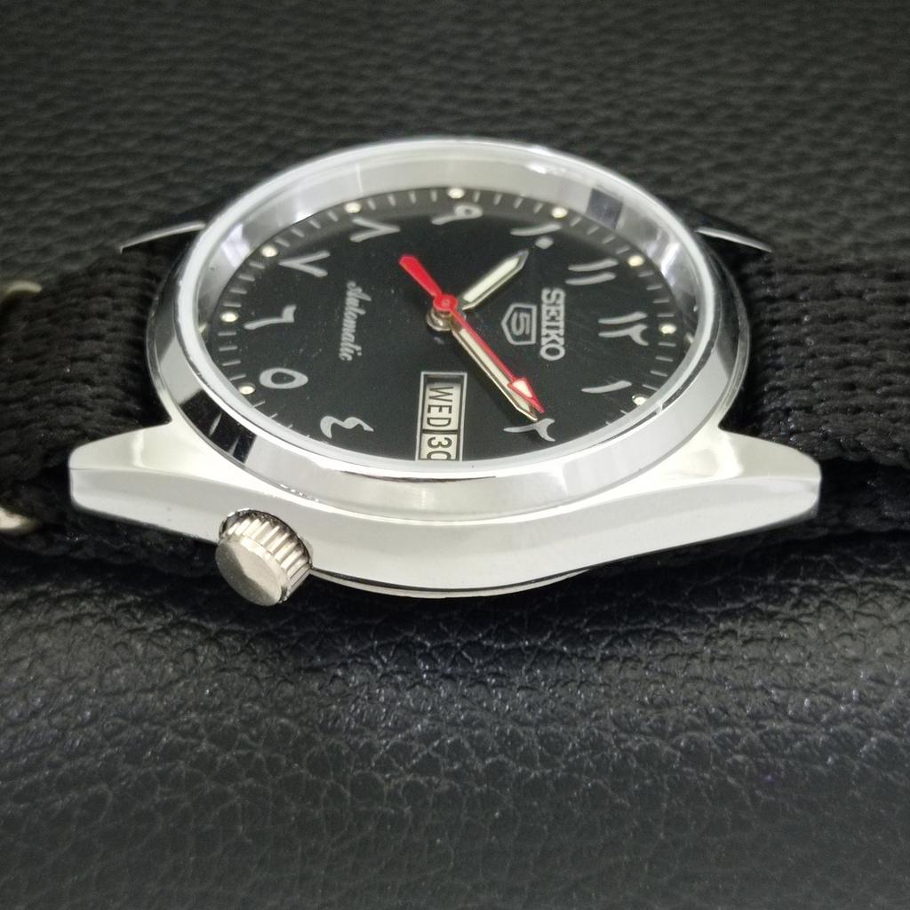 Generalüberholte Seiko 5 Automatikuhr Japan 6309A für Herren mit arabischem Zifferblatt und schwarzem Zifferblatt a427360-2 QRL-a427360