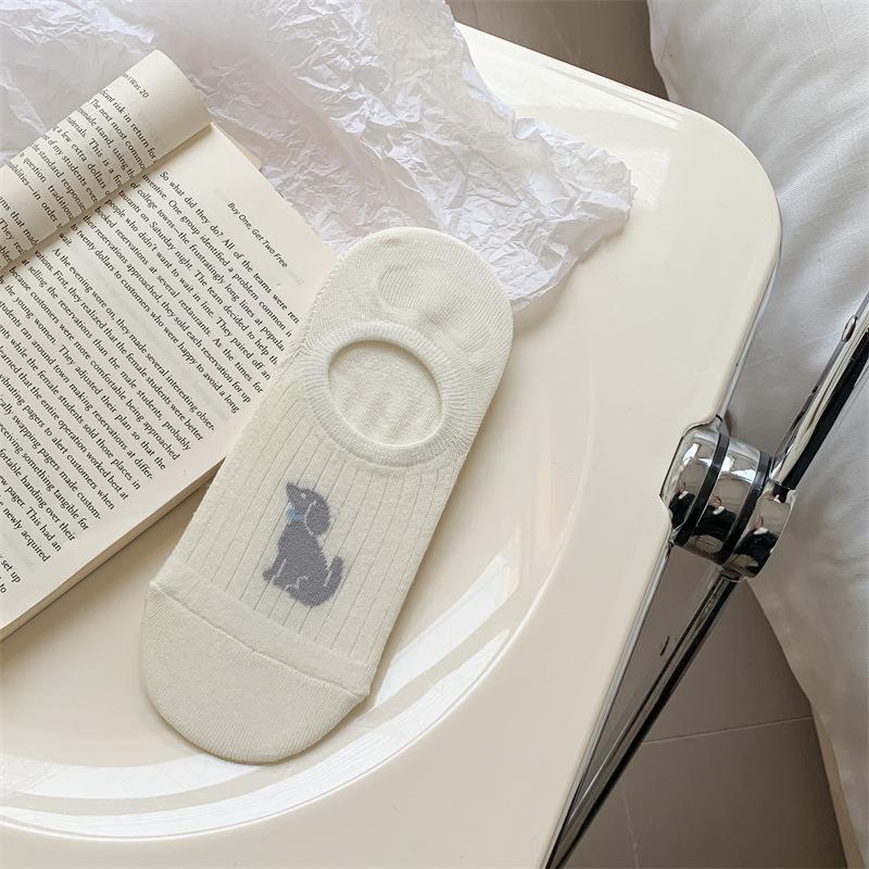 Bootsocken, Welpen Unsichtbare Socken, Kleine Weiße Socken, Gepunktet Cartoon, Low-Top Anti-Rutsch Unsichtbare Socken, Flacher Ausschnitt