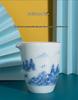 Celadon White Porcelain Tea Set with Gold Landscape: Complete Chinese Gaiwan Teapot and Teacup Set for Kung Fu Tea.