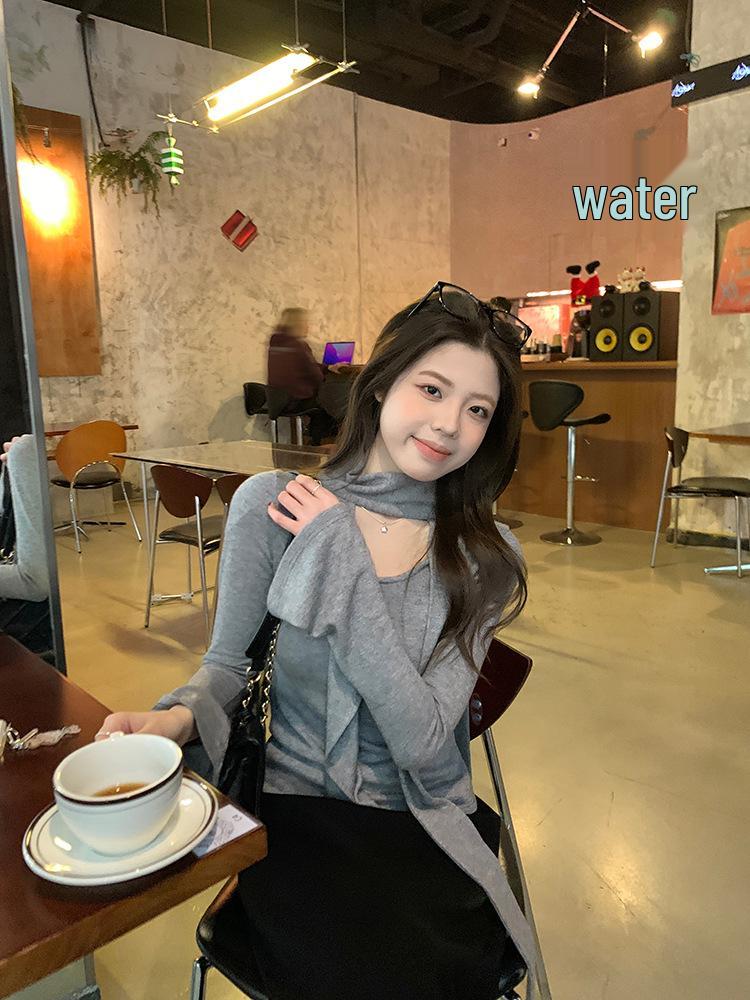 Korean Ruffle Halterneck Flowy Sleeve Slim Fit Top for Women - Chic Spring Arrival