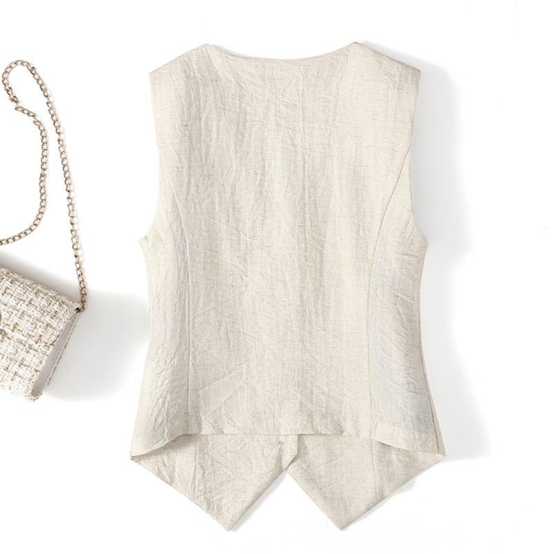 Fashion Summer Sleeveless Women Vest Thin Slim Fit V-neck Short Suit Tank Tops Loose Office Solid Color Irregular Shirts Elegant Waistcoat Short Coats