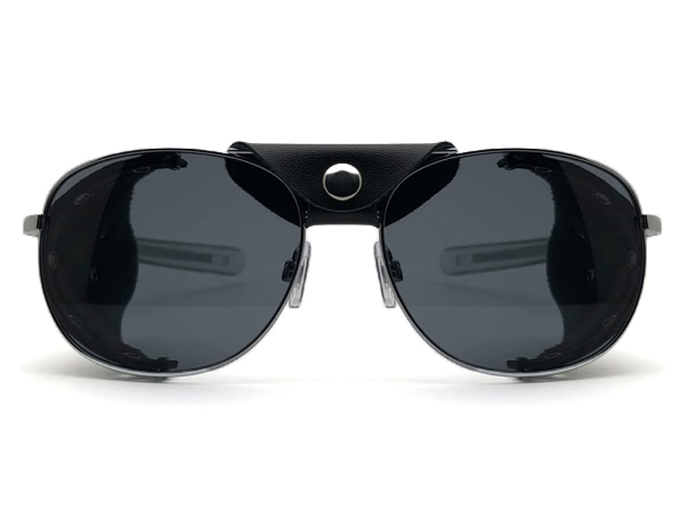 [SPEED ADDICT] LEATHER SIDE COVER PILOT SUNGLASS Silver X Smoke Vintage Aviator Style Windproof Dustproof Motorcycle Goggles Domestic Regular Item