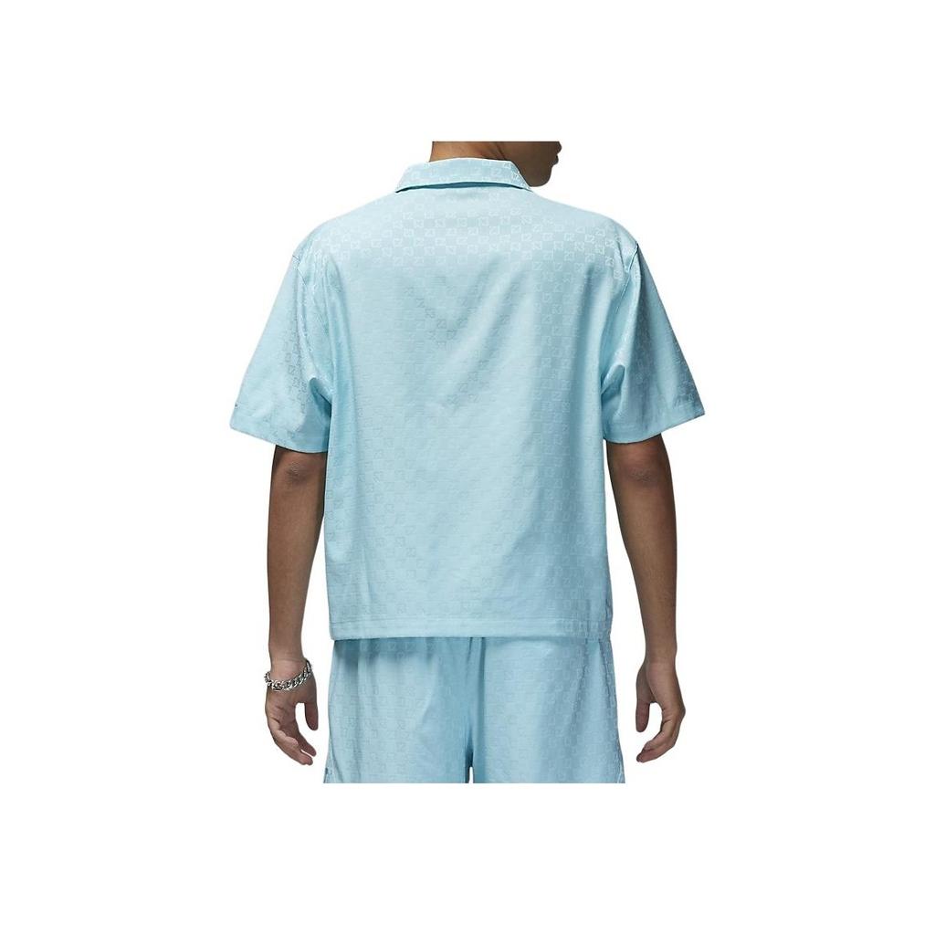 Jordan Solid Color Loose-Fit Casual Single-Breasted Short Sleeve Shirt Men Tops Blue DX9682-464
