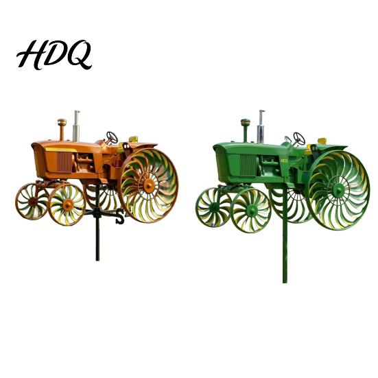 Yard Wind Spinner Skeleton Riding Motorcycle Decoration Metal Kinetic Tractor Lawn Windmill Sculpture Outdoor Garden Patio